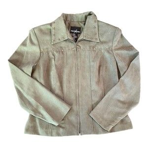 POSITIVE ATTITUDE Women's Full Zipper Jacket Top Green Size 12